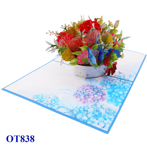 Hydrangea Basket Pop Up Card