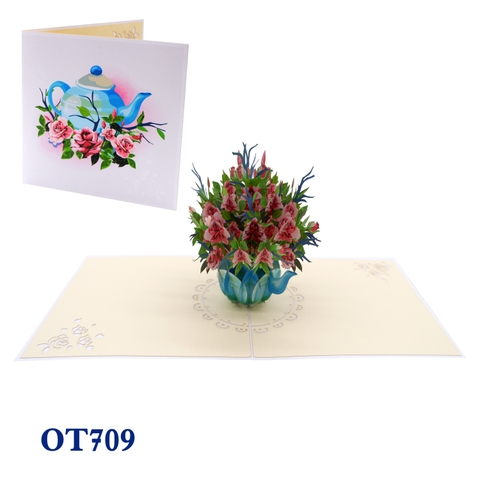 Kettle Flowers Pop Up Card