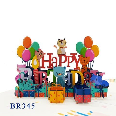 Birthday Cats Pop Up Card