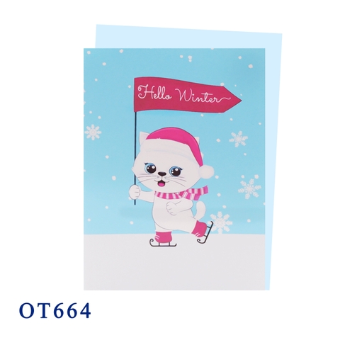 Kitty Hello Winter 2D Greeting Card