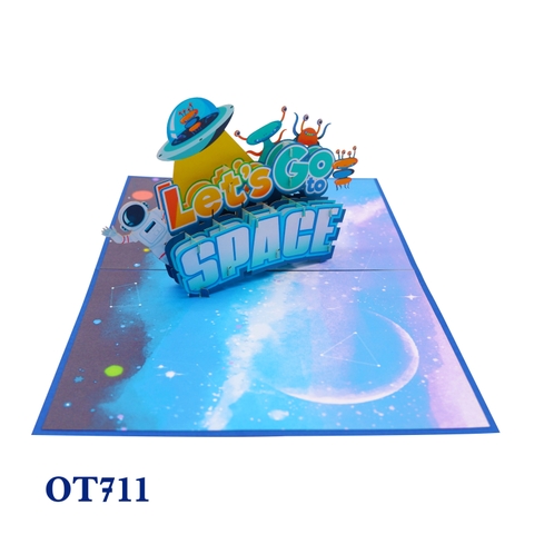 Let's Go Space Pop Up Card