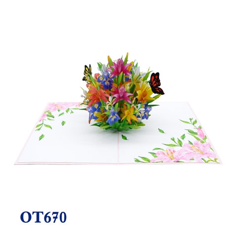 Colorful Lily Flowers Pop Up Card