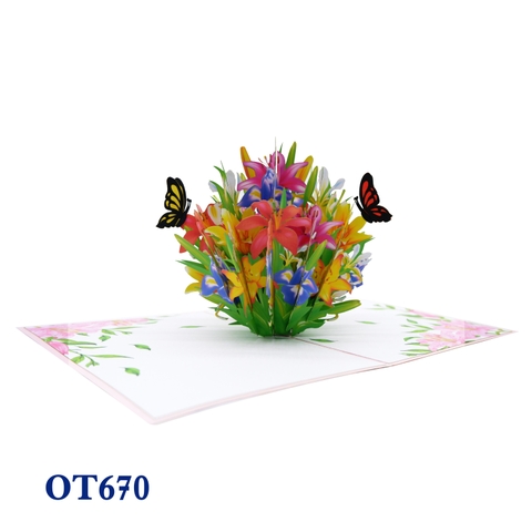 Colorful Lily Flowers Pop Up Card