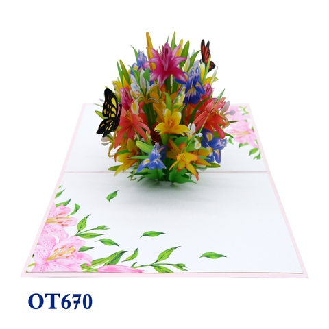 Colorful Lily Flowers Pop Up Card