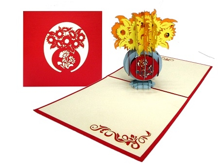 Pot Of Sunflower Pop Up Card