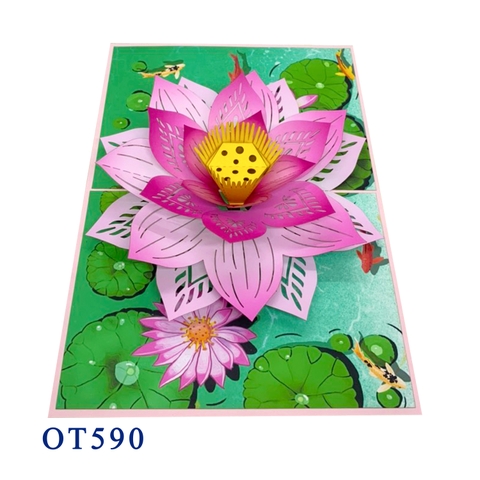 Pink Lotus Pop Up Card