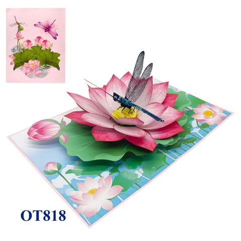 Lotus & Dragonfly Pop Up Card