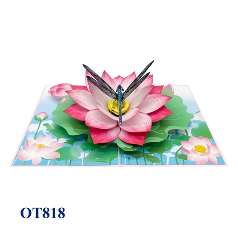 Lotus & Dragonfly Pop Up Card