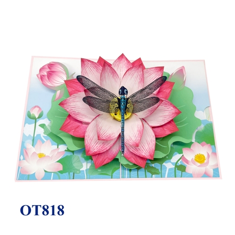 Lotus & Dragonfly Pop Up Card