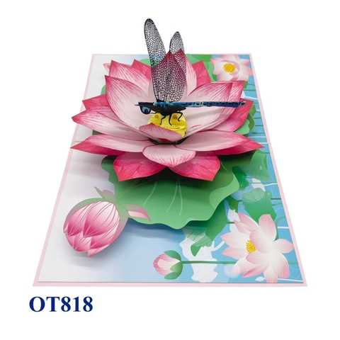 Lotus & Dragonfly Pop Up Card