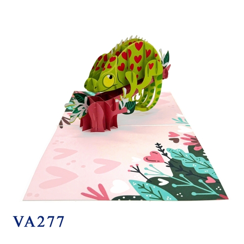 Love Heart Chameleon Pop Up Card