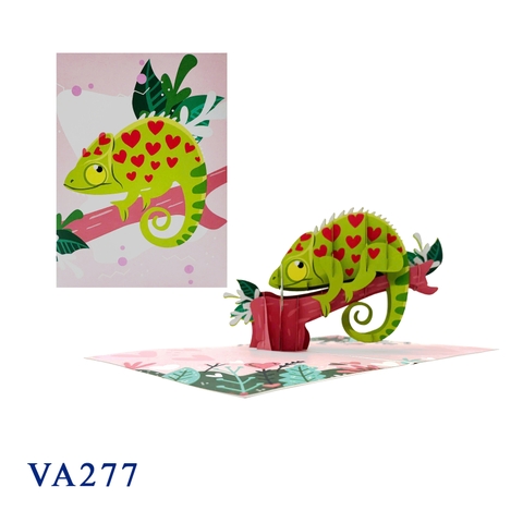 Love Heart Chameleon Pop Up Card