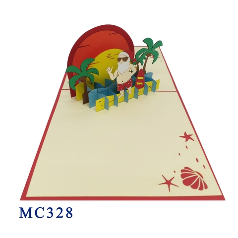 Santa Claus On The Beach Pop Up Card