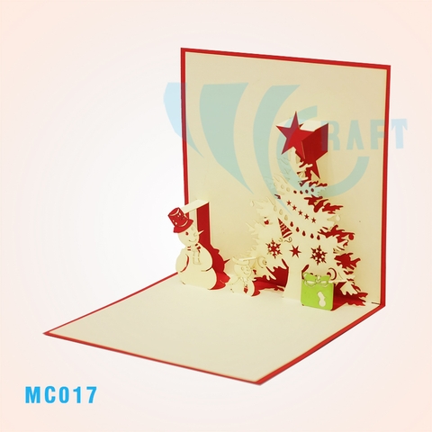 Snowman And Noel Tree Pop Up Card