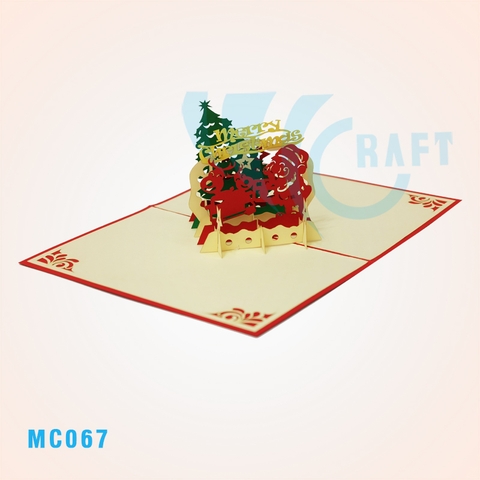 Santa Claus With Reindeer Pop Up Card