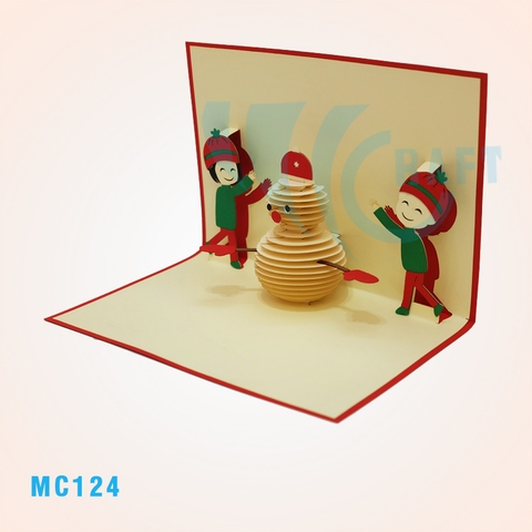 KIDS & NOEL SNOWMAN POP UP CARD