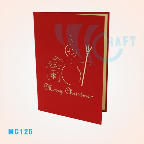 SNOWMAN AND NOEL PRESENT POP UP CARD