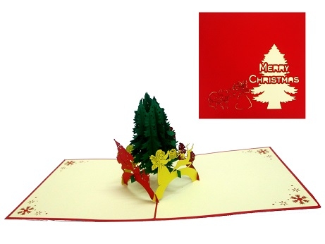 NOEL TREE & ANGELS POP UP GREETING CARD