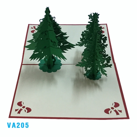 Green Noel Trees Pop Up Card
