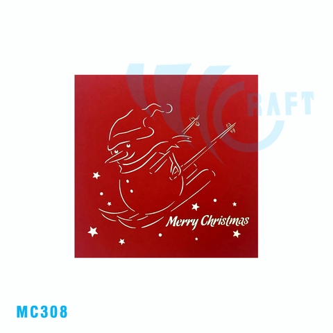 WHITE SNOWMAN 3D POP UP CARD