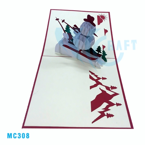 WHITE SNOWMAN 3D POP UP CARD