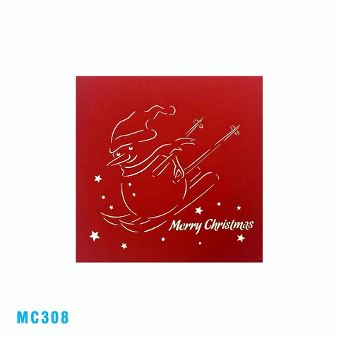 WHITE SNOWMAN 3D POP UP CARD