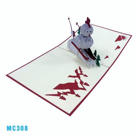 WHITE SNOWMAN 3D POP UP CARD