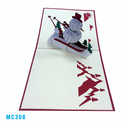 WHITE SNOWMAN 3D POP UP CARD