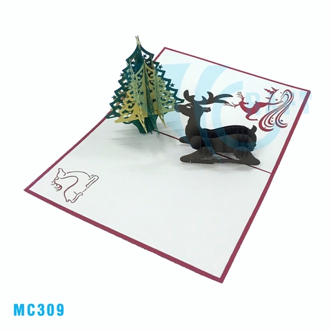 NOEL TREE & REINDEER 3D POP UP CARD