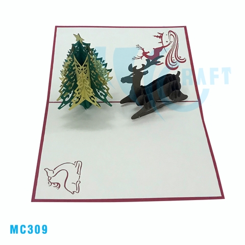 NOEL TREE & REINDEER 3D POP UP CARD