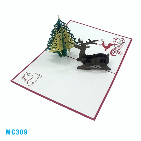 NOEL TREE & REINDEER 3D POP UP CARD