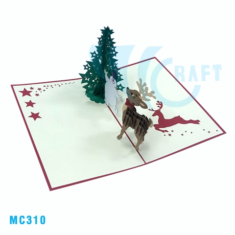 Snowman & Reindeer Pop Up Card