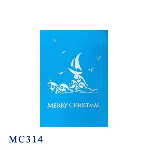Santa On Boat Pop Up Card