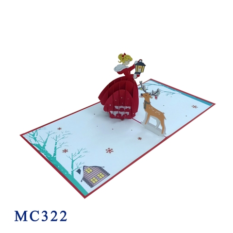 Lady In Red Pop Up Card