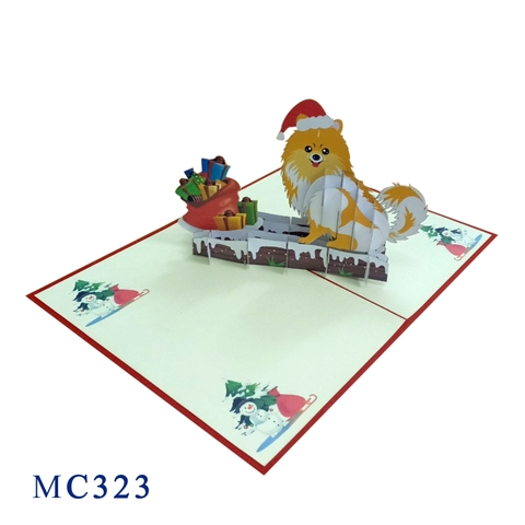 Puppy With Noel Gifts Pop Up Card