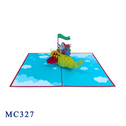 Santa On The Airplane Pop Up Christmas Card