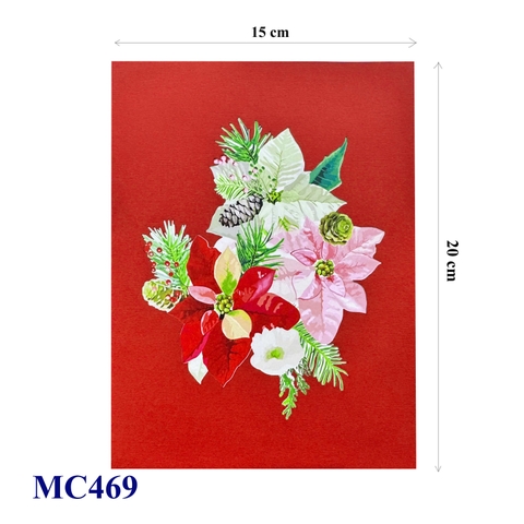 Pink Poinsettia Christmas Pop-Up Card