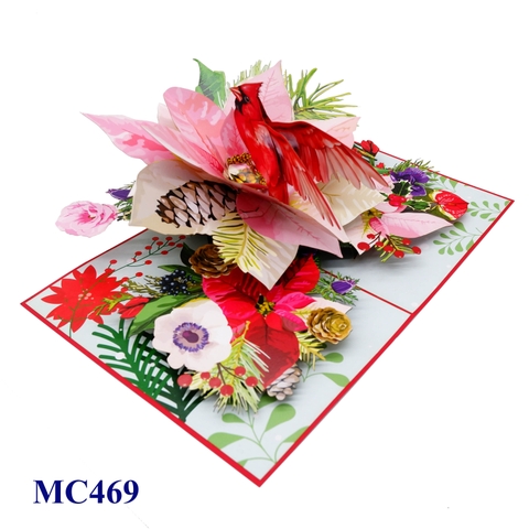 Pink Poinsettia Christmas Pop-Up Card