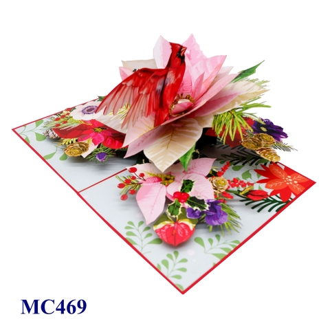 Pink Poinsettia Christmas Pop-Up Card