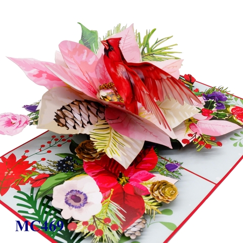 Pink Poinsettia Christmas Pop-Up Card