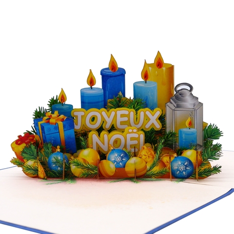 Christmas Candle Pop-Up Card – Multilingual 3D Holiday Greeting Card