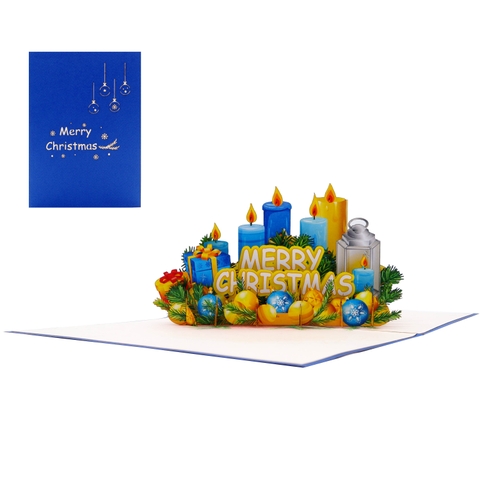 Christmas Candle Pop-Up Card – Multilingual 3D Holiday Greeting Card