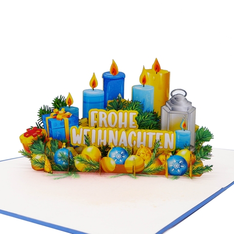 Christmas Candle Pop-Up Card – Multilingual 3D Holiday Greeting Card