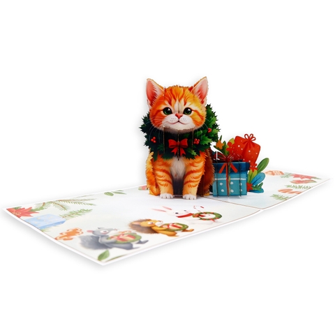 3D Christmas Cat Pop-Up Card – A Heartwarming Holiday Gift