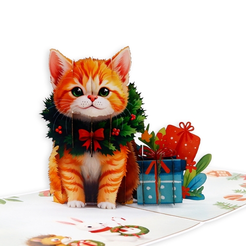 3D Christmas Cat Pop-Up Card – A Heartwarming Holiday Gift