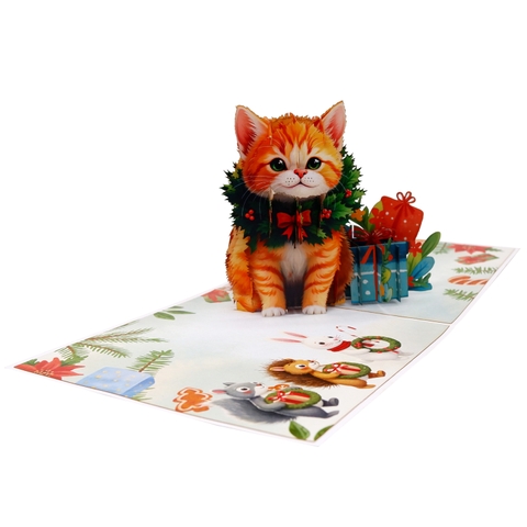3D Christmas Cat Pop-Up Card – A Heartwarming Holiday Gift