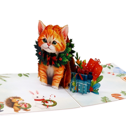3D Christmas Cat Pop-Up Card – A Heartwarming Holiday Gift