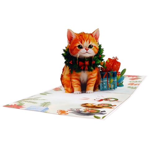 3D Christmas Cat Pop-Up Card – A Heartwarming Holiday Gift