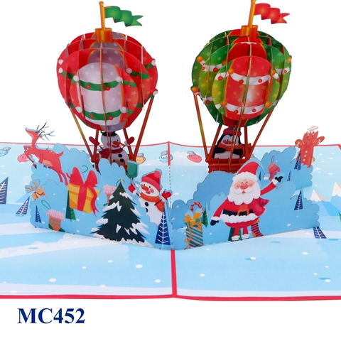 Merry Christmas Air Balloon Pop Up Card