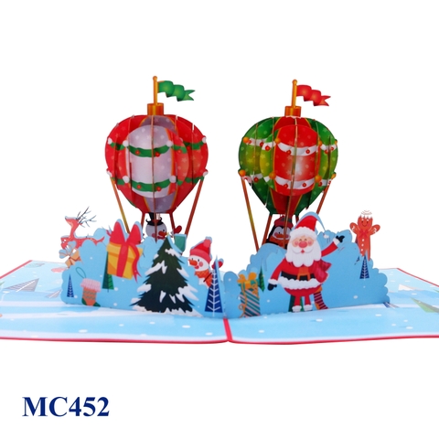 Merry Christmas Air Balloon Pop Up Card